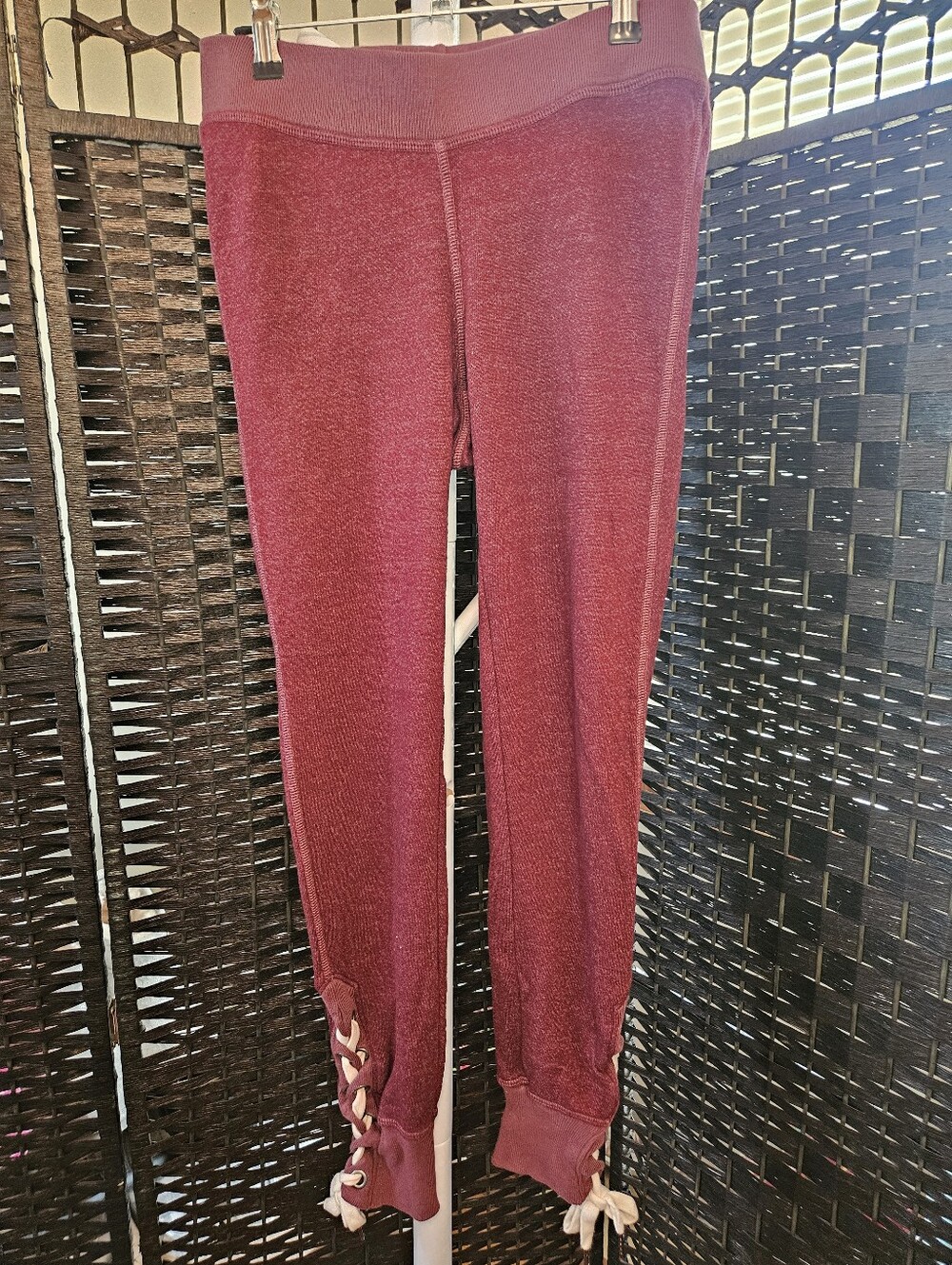 Philanthropy Burgundy Lace-Up Hem Jogger Pants